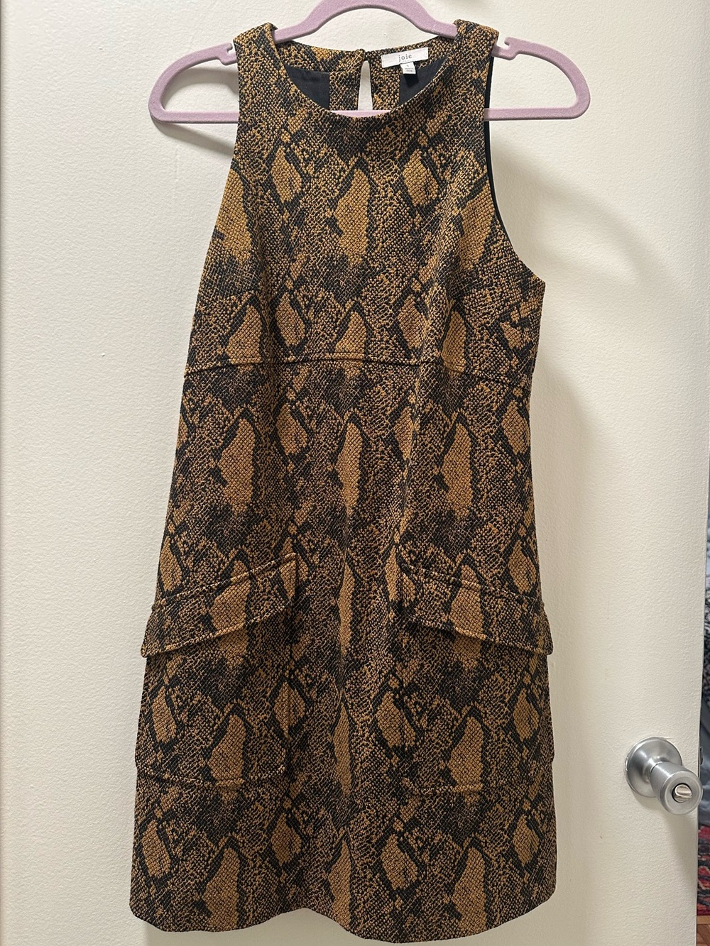 Joie Brown and Black Snake-Print Sleeveless Shift Dress